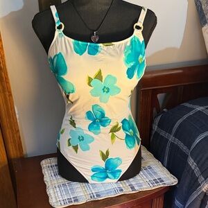 Floral Blue and White Women's one piece bathing suit